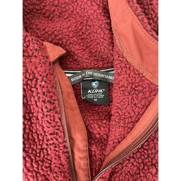 KUHL Alfpaca Kashmira Red Fleece Sherpa 1/2 Zip Hoodie Jacket Sz Medium - Picture 3 of 8